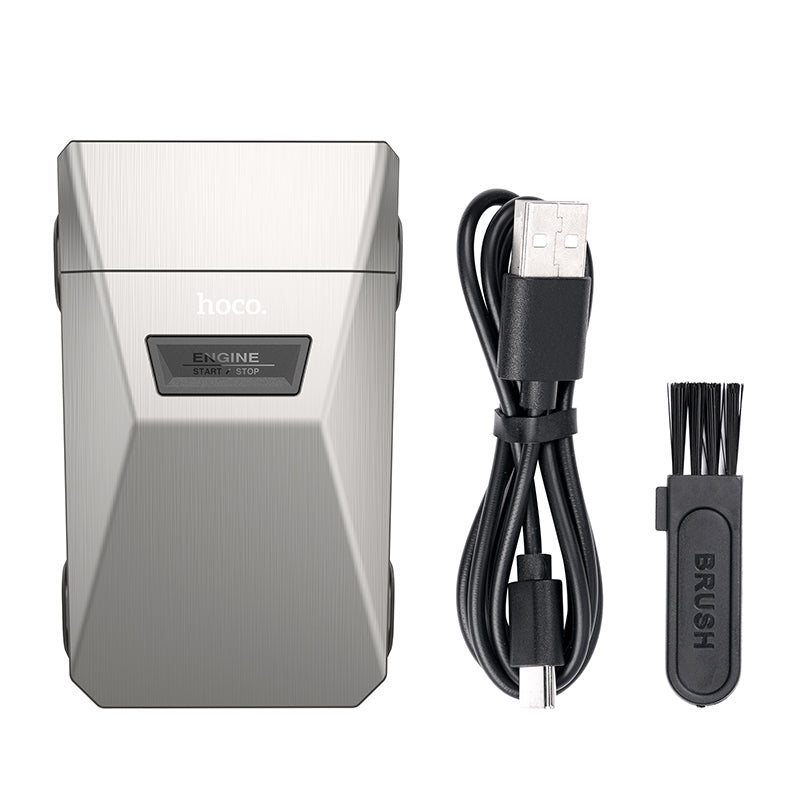 HP31 Zinc Alloy Waterproof Double-Razor Shaver (Silver, Metal Gray Color) - hocotech