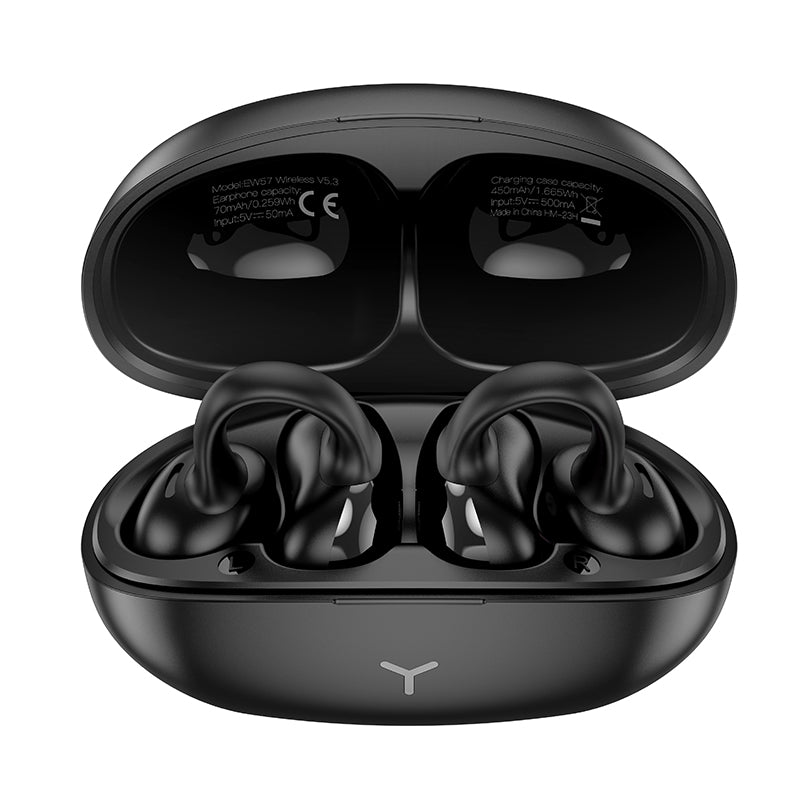 EW57 Auspicious Clip-on True Wireless Bluetooth Headset (Black,White Color) - hocotech