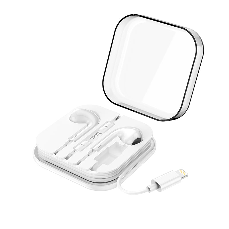 M1 Max Wired Crystal Earphones for iP with Microphone White Color - hocotech