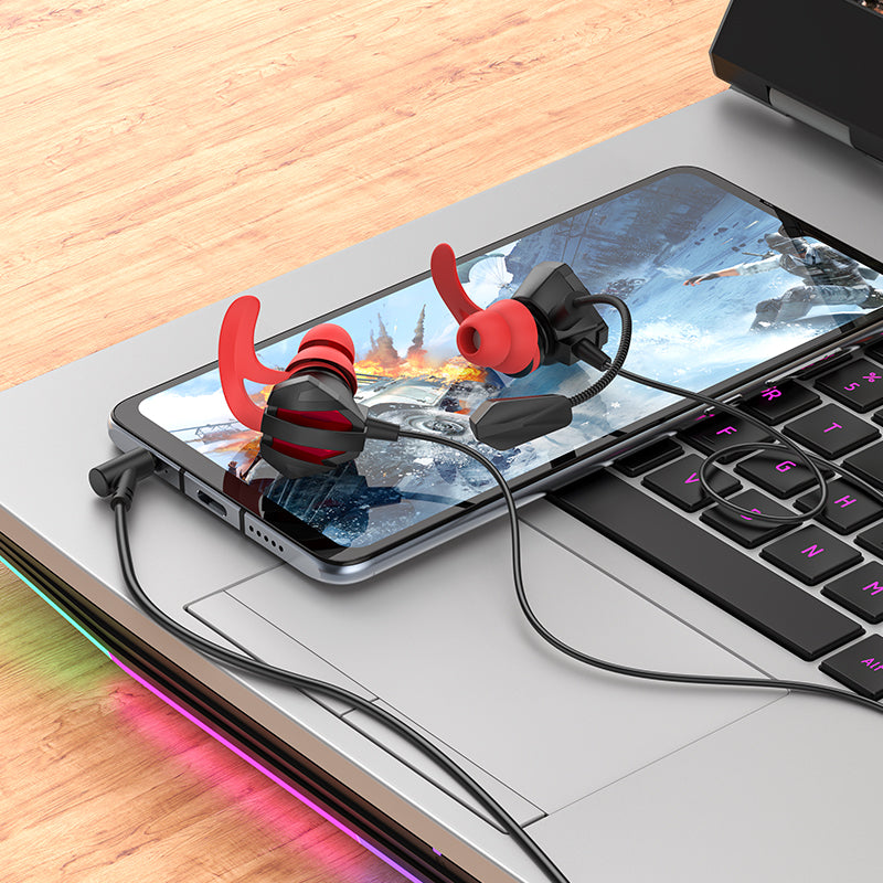 M105 Sharp Wire Control Gaming Earphones with Microphone Black Color - hocotech