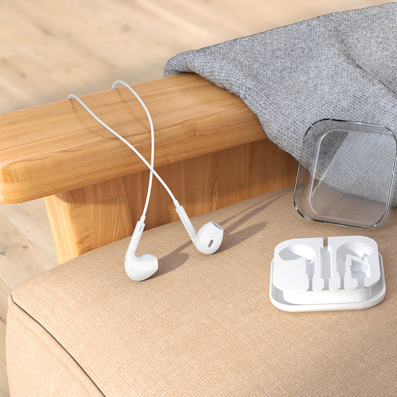 M1 Max Wired Crystal Earphones for iP with Microphone White Color - hocotech
