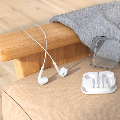 M1 Max Wired Crystal Earphones for iP with Microphone White Color - hocotech