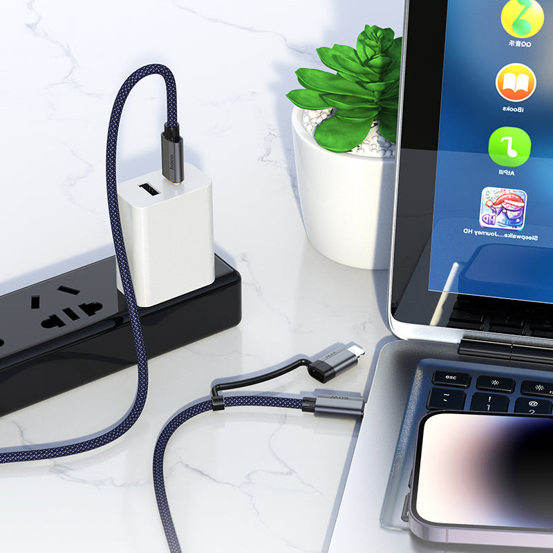 U134 Primero 2-in-1 Fast Charging Braided Data Cable Type-C to Type-CiP (L=1.2M) - hocotech