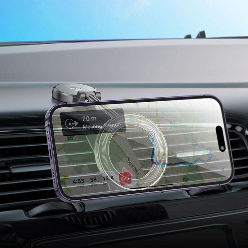 H51 Advantage Metal Ring Magnetic Car Phone Holder Dashboard Metal Gray Color - hocotech