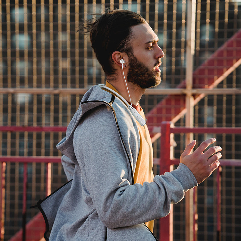 ES62 Pretty Neck-hang Bluetooth Earphones (Black, Silver Color) - hocotech