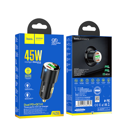 NZ6 Dual PD +QC 3.0 Three ports (2C1A) Car Phone Charger PD45W - hocotech