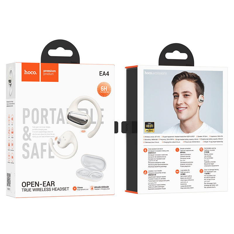 EA4 Cloud Open True Wireless BT Headset (Black, Milky White Color) - hocotech
