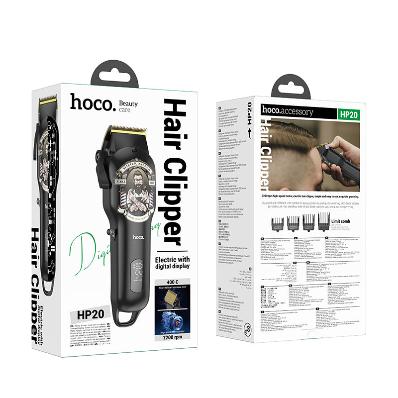 HP20 Electric Hair Clipper with Digital Display Black & Gold Color - hocotech