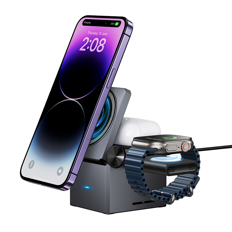 CQ8 Folding 3-in-1 Magnetic Wireless Fast Charger - hocotech