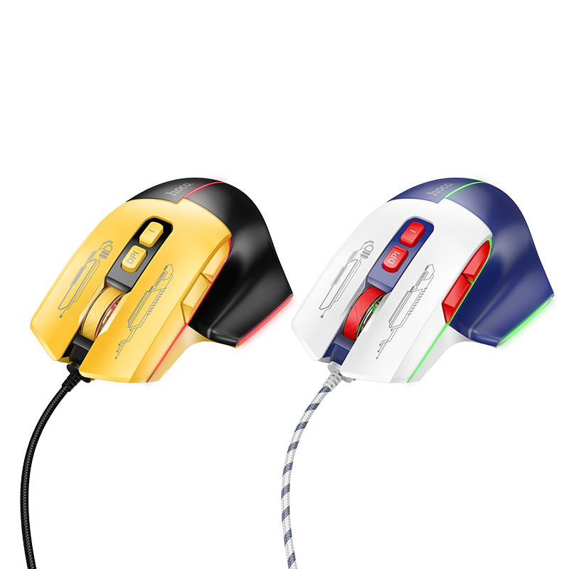 GM31 Overlord Luminous Gaming Wired Mouse (Black&Yellow, Blue&White Color) - hocotech