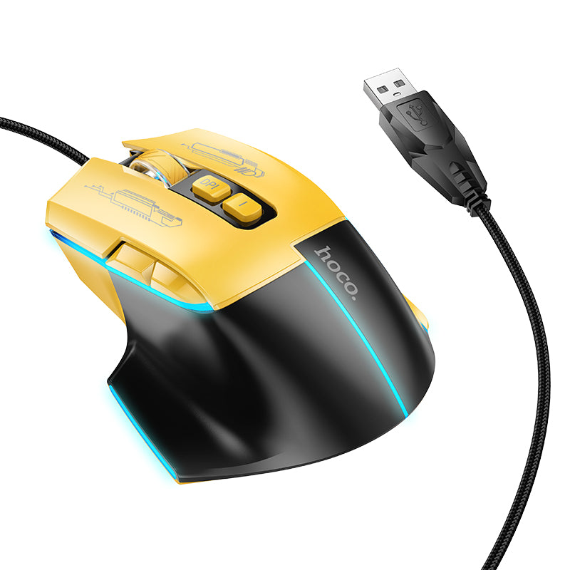 GM31 Overlord Luminous Gaming Wired Mouse (Black&Yellow, Blue&White Color) - hocotech