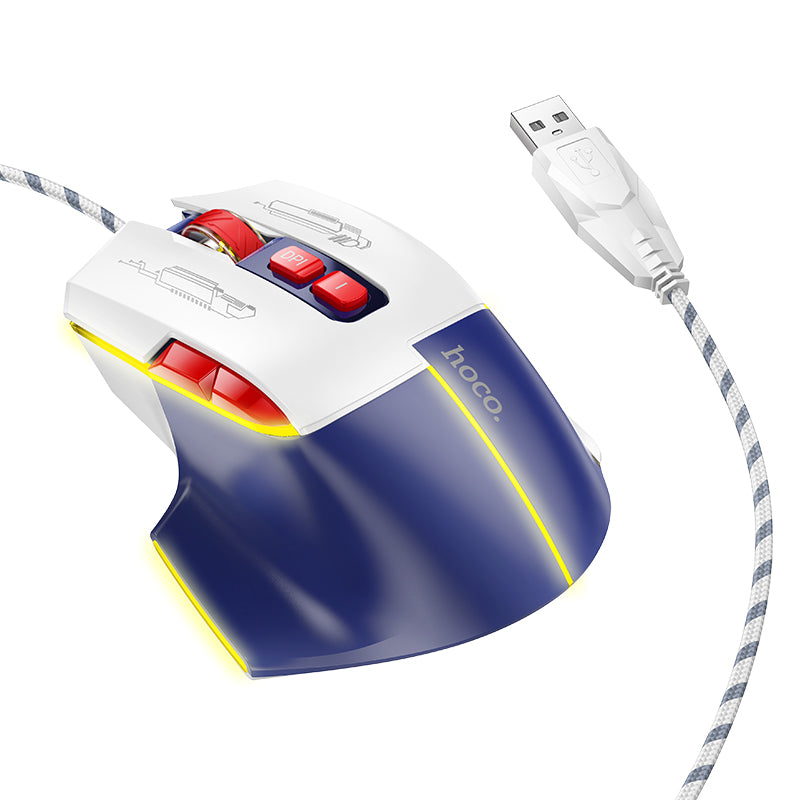 GM31 Overlord Luminous Gaming Wired Mouse (Black&Yellow, Blue&White Color) - hocotech