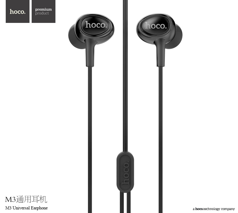 M3 Universal Earphone with Microphone iP (Black, White Color) - hocotech