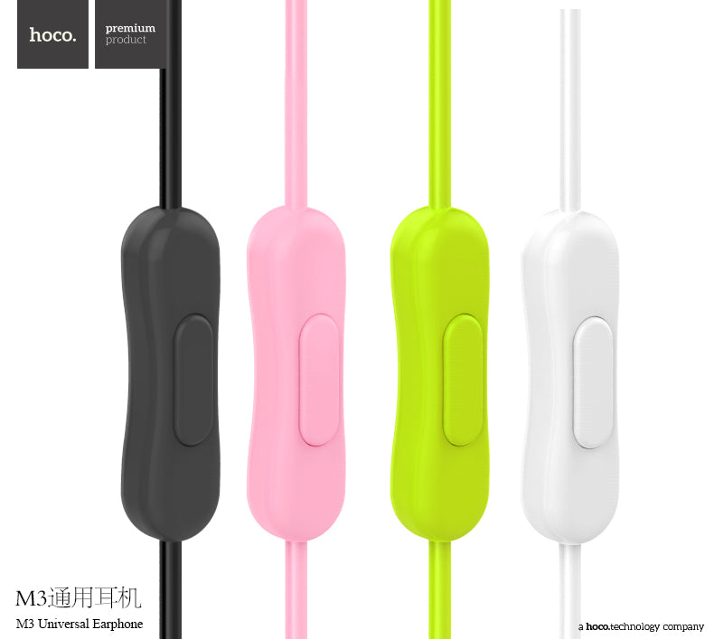 M3 Universal Earphone with Microphone iP (Black, White Color) - hocotech